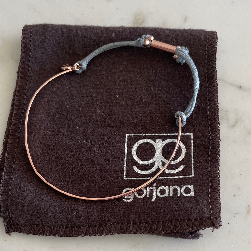 Gorjana Rose Gold Bracelet with Gray Cord
